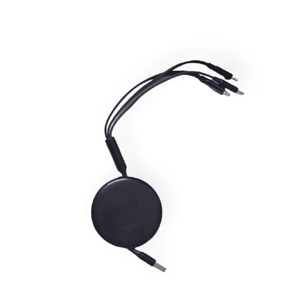 Retractable phone charger with three connector types